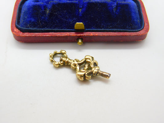 Victorian 9ct Yellow Gold Cased Ornate Watch Key Fob Antique c1860