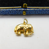9ct Yellow Gold Walking Elephant Charm Pendant Vintage c1960