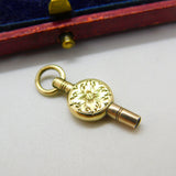 Victorian 9ct Yellow Gold Cased Floral Pattern Watch Key Fob Pendant c1860