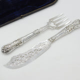 Victorian Sterling Silver Ornate Fish Serving Set 1850 Birmingham George Unite