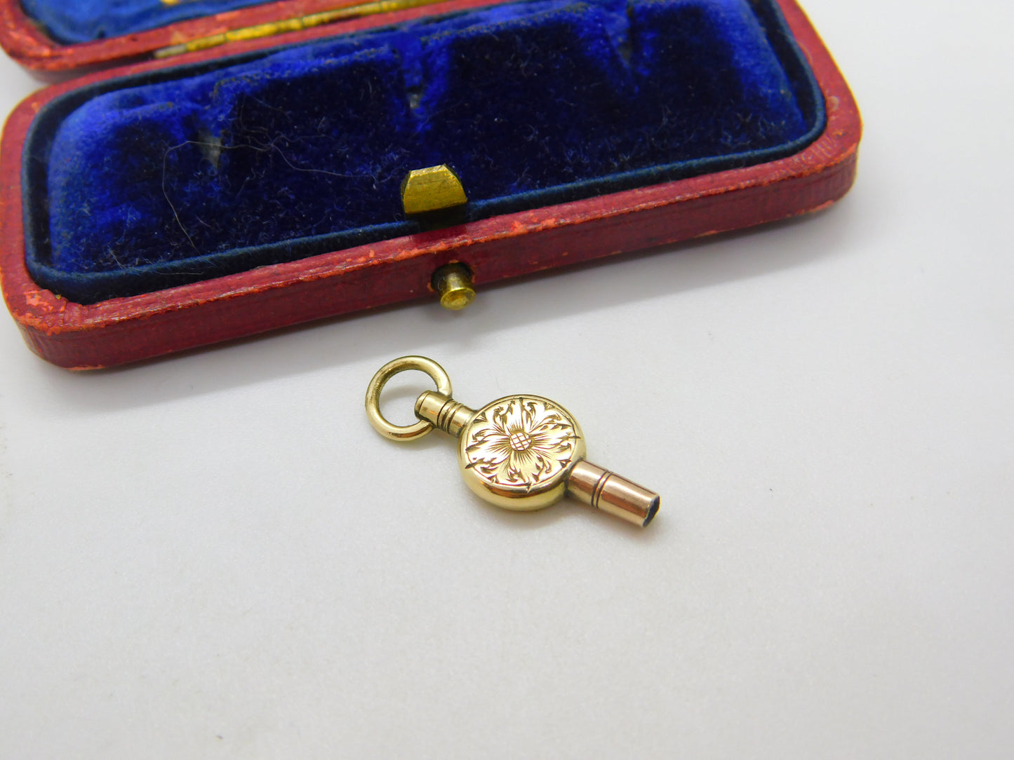 Victorian 9ct Yellow Gold Cased Floral Pattern Watch Key Fob Pendant c1860