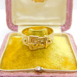 9ct Yellow Gold Chunky Buckle Band Ring Vintage 1962 Birmingham