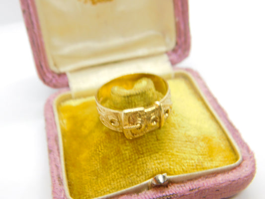 9ct Yellow Gold Chunky Buckle Band Ring Vintage 1962 Birmingham