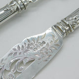 Victorian Sterling Silver Ornate Fish Serving Set 1850 Birmingham George Unite