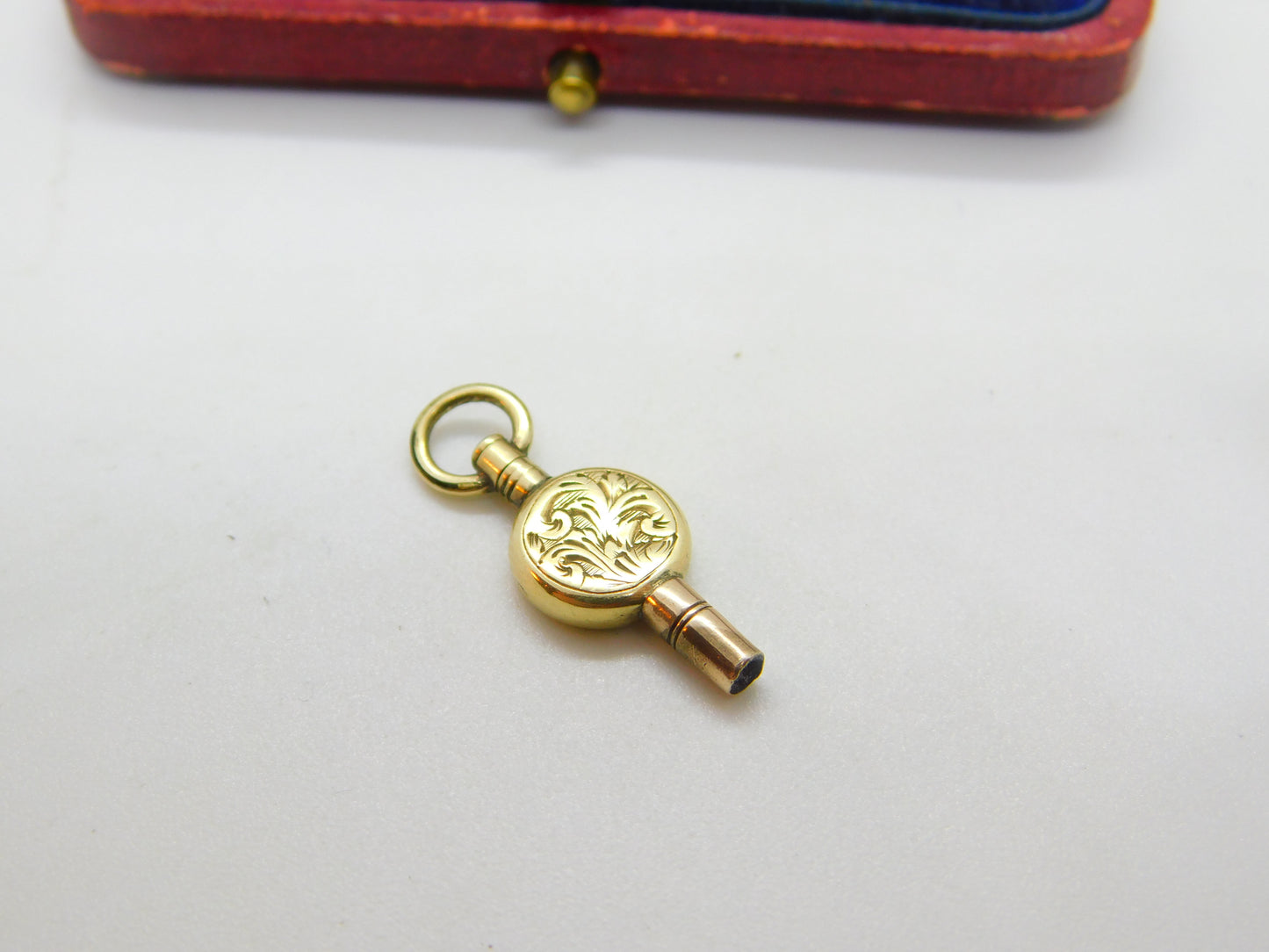 Victorian 9ct Yellow Gold Cased Floral Pattern Watch Key Fob Pendant c1860