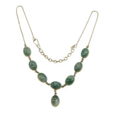 Sterling Silver Cabochon Moss Agate Studio Necklace Vintage c1970 46cm Length