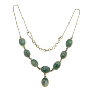 Sterling Silver Cabochon Moss Agate Studio Necklace Vintage c1970 46cm Length