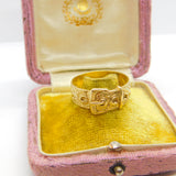9ct Yellow Gold Chunky Buckle Band Ring Vintage 1962 Birmingham
