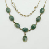 Sterling Silver Cabochon Moss Agate Studio Necklace Vintage c1970 46cm Length