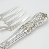 Victorian Sterling Silver Ornate Fish Serving Set 1850 Birmingham George Unite