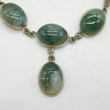 Sterling Silver Cabochon Moss Agate Studio Necklace Vintage c1970 46cm Length