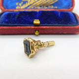 Victorian 9ct Gold Carved Bloodstone Hand Holding Staff Intaglio Fob Seal 1860