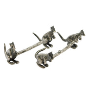 Victorian Pair of Sterling Silver Novelty Kangaroo Cutlery Rests Antique 1896 Sheffield