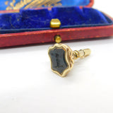 Victorian 9ct Gold Carved Bloodstone Hand Holding Staff Intaglio Fob Seal 1860