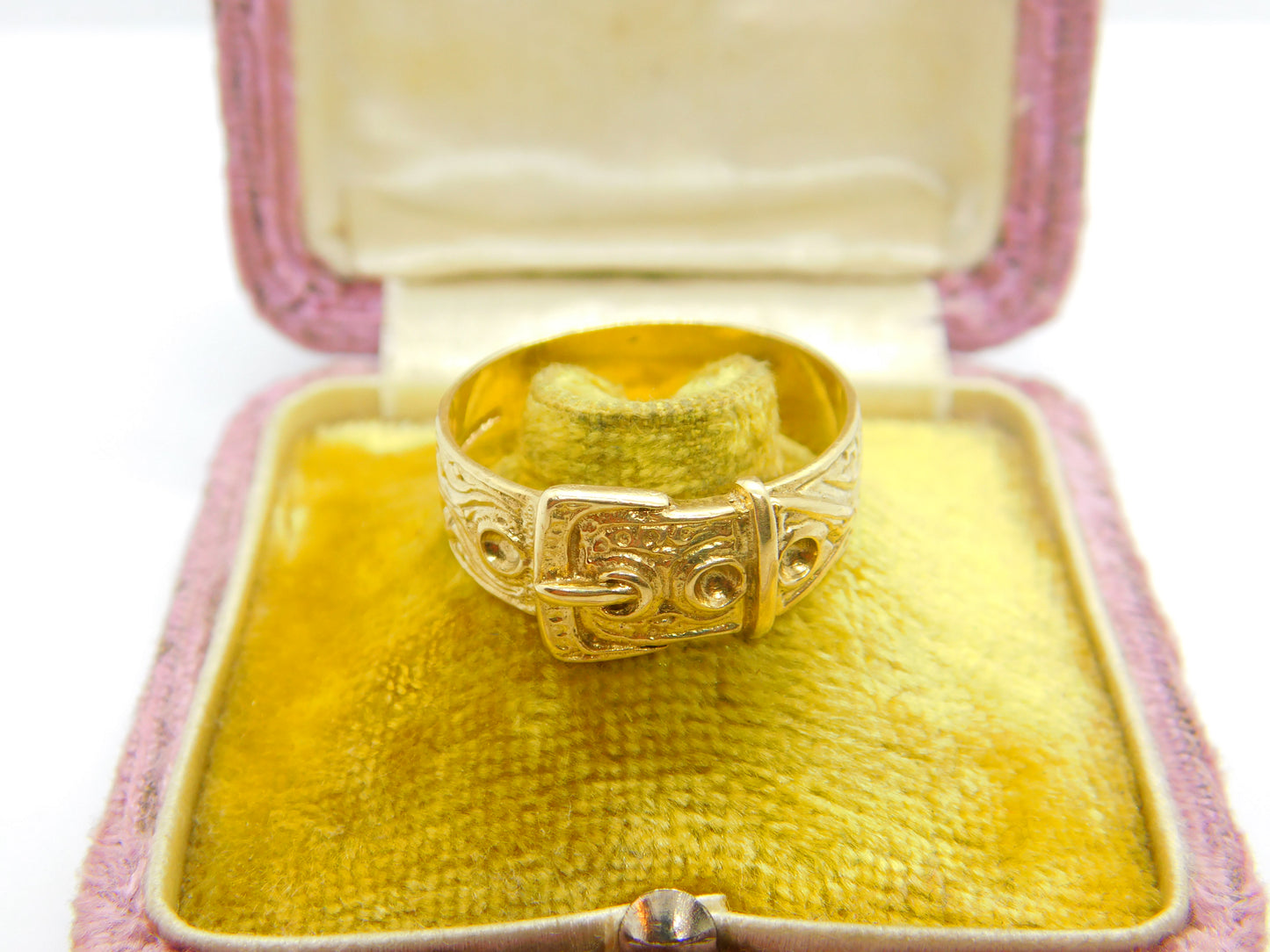 9ct Yellow Gold Chunky Buckle Band Ring Vintage 1962 Birmingham