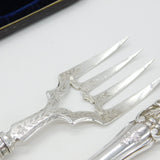 Victorian Sterling Silver Ornate Fish Serving Set 1850 Birmingham George Unite