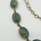 Sterling Silver Cabochon Moss Agate Studio Necklace Vintage c1970 46cm Length