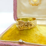 9ct Yellow Gold Chunky Buckle Band Ring Vintage 1962 Birmingham