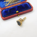 Victorian 9ct Gold Carved Bloodstone Hand Holding Staff Intaglio Fob Seal 1860