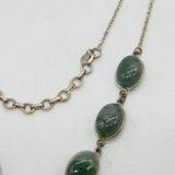 Sterling Silver Cabochon Moss Agate Studio Necklace Vintage c1970 46cm Length