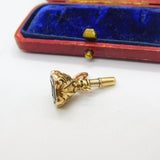 Victorian 9ct Gold Carved Bloodstone Hand Holding Staff Intaglio Fob Seal 1860