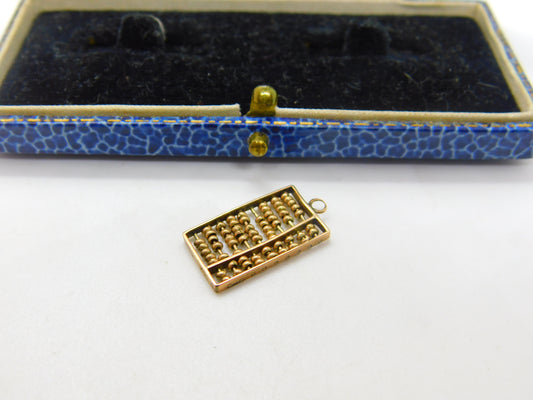 14ct Yellow Gold Maths Counting Abacus Charm Pendant Vintage c1960