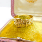9ct Yellow Gold Chunky Buckle Band Ring Vintage 1962 Birmingham
