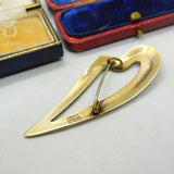 Aksel Holmsen Norway Sterling Silver Gilt & Red Enamel Heart Brooch Antique 1930