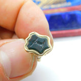 Victorian 9ct Gold Carved Bloodstone Hand Holding Staff Intaglio Fob Seal 1860