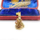 Victorian 9ct Gold Carved Bloodstone Hand Holding Staff Intaglio Fob Seal 1860