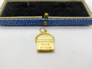9ct Yellow Gold Marriage Milestone Spinner Charm Pendant Vintage 1967 London