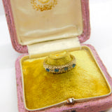 9ct Yellow Gold, Sapphire & Diamond Half Eternity Ring Vintage c1970