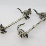 Victorian Pair of Sterling Silver Novelty Kangaroo Cutlery Rests Antique 1896 Sheffield