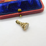 Victorian 15ct Gold & Carved Chalcedony Scottish Thistle Intaglio Fob Seal c1860