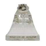 Sterling Silver Dog Form Mounted Moulded Glass Ink Pot & Pen Rest Antique Deco