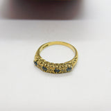 9ct Yellow Gold, Sapphire & Diamond Half Eternity Ring Vintage c1970