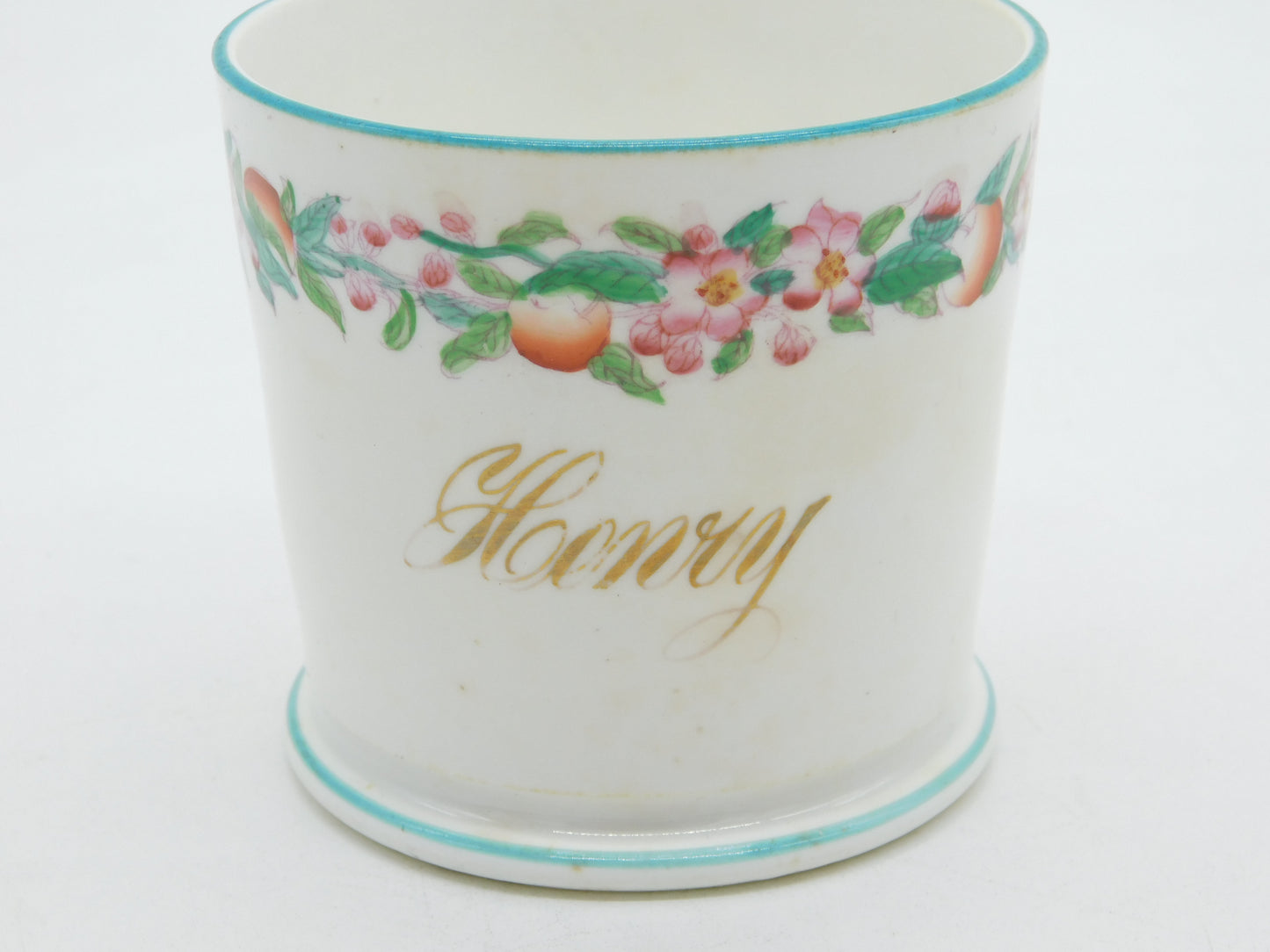 19th Century English Pearlware Floral Glaze 'Henry' Christening Cup Antique 1850