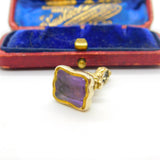 Victorian 15ct Yellow Gold Carved Amethyst Retriever Dog Intaglio Fob Seal c1860