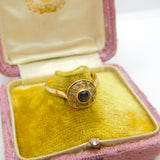 14ct Yellow Gold, Diamond Paste & Cat's Eye Band Ring Vintage c1960