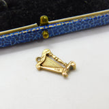 9ct Yellow Gold Irish or Concert Harp Charm Pendant Vintage c1970