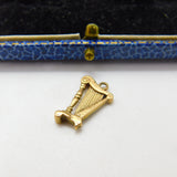 9ct Yellow Gold Irish or Concert Harp Charm Pendant Vintage c1970