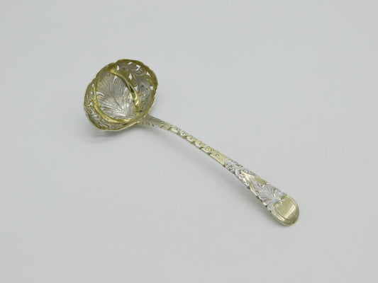 George III Sterling Silver Gilt Floral Sugar Caster Spoon Antique 1790 London