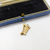 9ct Yellow Gold Irish or Concert Harp Charm Pendant Vintage c1970
