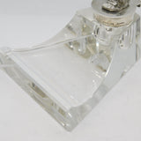 Sterling Silver Dog Form Mounted Moulded Glass Ink Pot & Pen Rest Antique Deco
