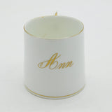 19th Century English Pearlware Gilded 'Ann' Christening Mug Antique c1850