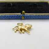 9ct Yellow Gold Leo Zodiac or Lion Charm Pendant Antique c1940 Art Deco