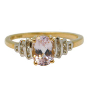 10ct Yellow Gold, 1.9ct Kunzite & White Zircon Dress Ring Vintage Birmingham