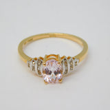 10ct Yellow Gold, 1.9ct Kunzite & White Zircon Dress Ring Vintage Birmingham