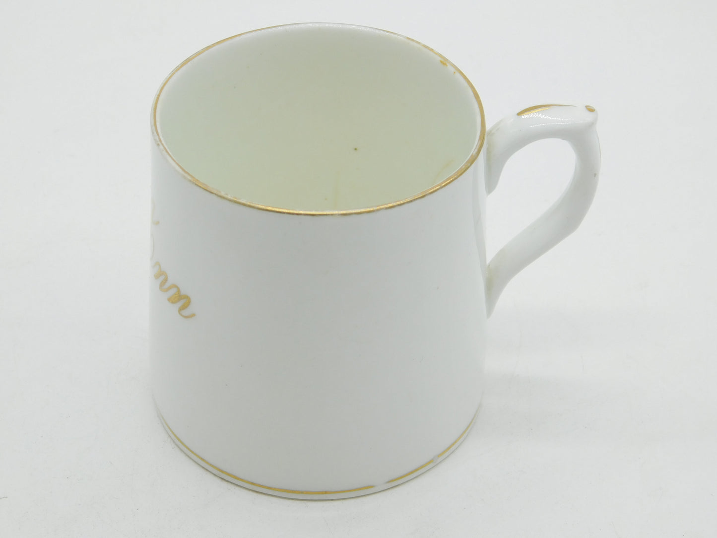 19th Century English Pearlware Gilded 'Ann' Christening Mug Antique c1850