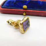 Victorian 15ct Yellow Gold Carved Amethyst Retriever Dog Intaglio Fob Seal c1860